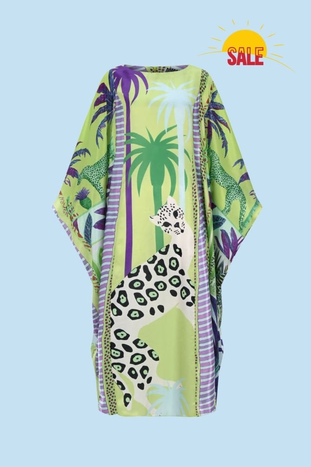 Green Palm Caftan Dress