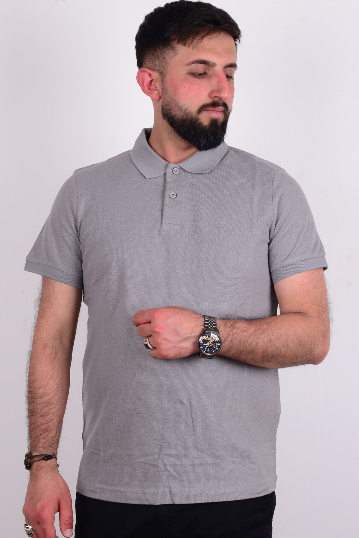 Cazador 24YCEEO04713 Açık Gri Erkek Slim Fit Polo Yaka Dar Kesim Pike Tşört