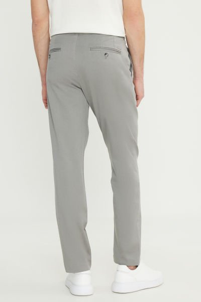 Altınyıldız ACE001252091 Açık Bej Erkek Slim Fit Belden Ayar Düğmeli Keten Pantolon