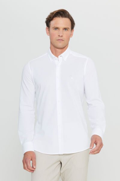 Altınyıldız ACE020252157 Beyaz Erkek Slim Fit Klasik Gömlek
