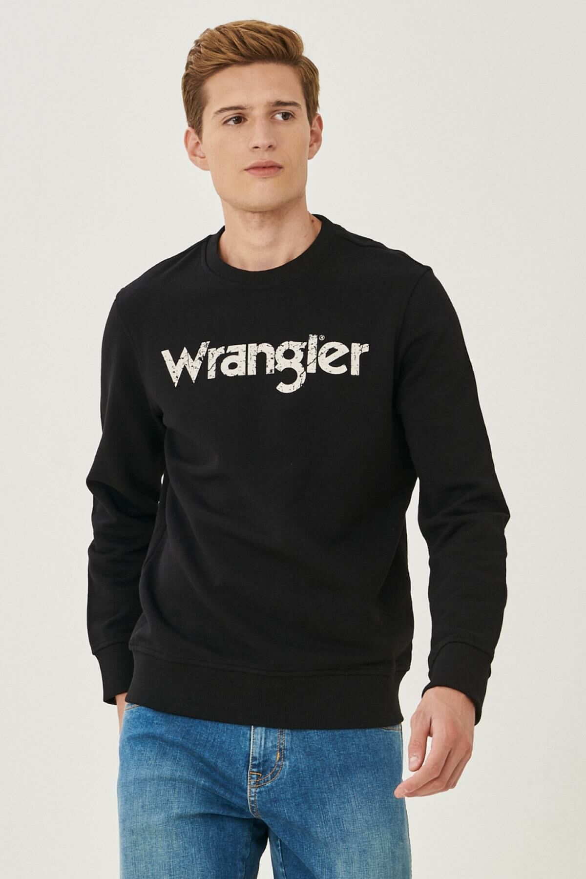 Wrangler W212025001 Siyah Bisiklet Yaka Erkek Sweat