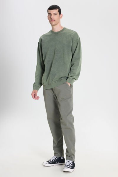 Lee LM043002801 Jogger Non Denim Haki Erkek Belden Lastikli Ve İp Detaylı Pantalon