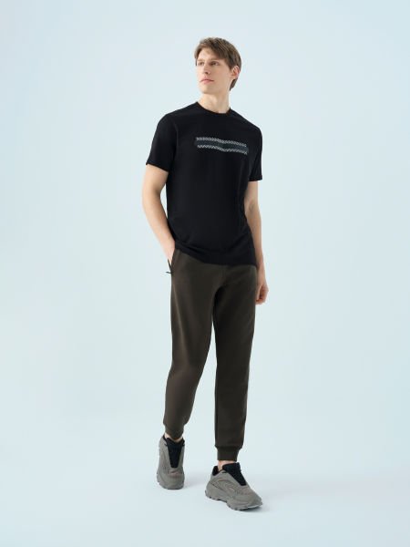 Loft 2038585 Siyah Erkek Premium Kabartma Logolu Regular Fit Bisiklet Yaka T-Shirt