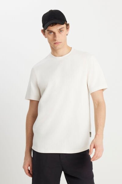 Wrangler W2510718104 Ekru Erkek Regular Fit Bisiklet Yaka T-shirt