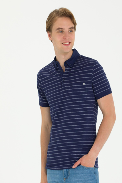 U.S Polo 1573730 Lacivert Polo Yaka Çizgili  Erkek T-Shirt