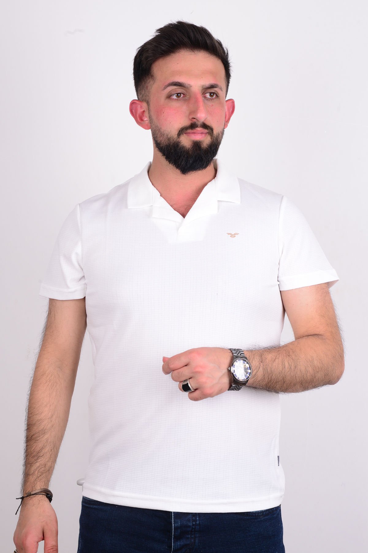 Cazador 24YCEEO04183 Beyaz Erkek Slim Fit Polo Yaka Dar Kesim Tşört