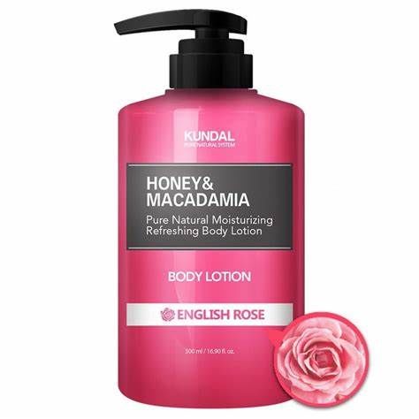 KUNDAL HONEY & MACADAMIA PURE BODY LOTION 500ML - ENGLISH ROSE