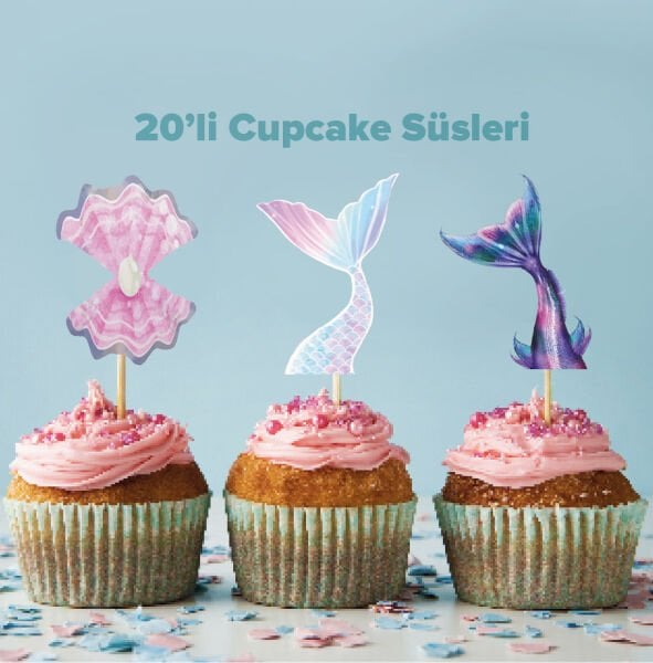 Deniz Kızı Konseptli Cupcake Süsü