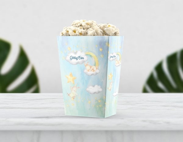 Balon Temalı Yıldızlı Pop Corn Etiketi