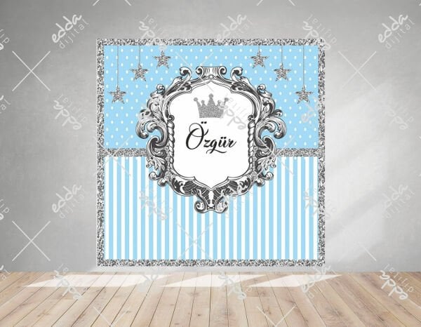 Baby Shower Temalı Mavi Afiş