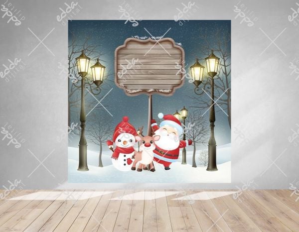 Kardan Adam ve Noel Baba Temalı Afiş