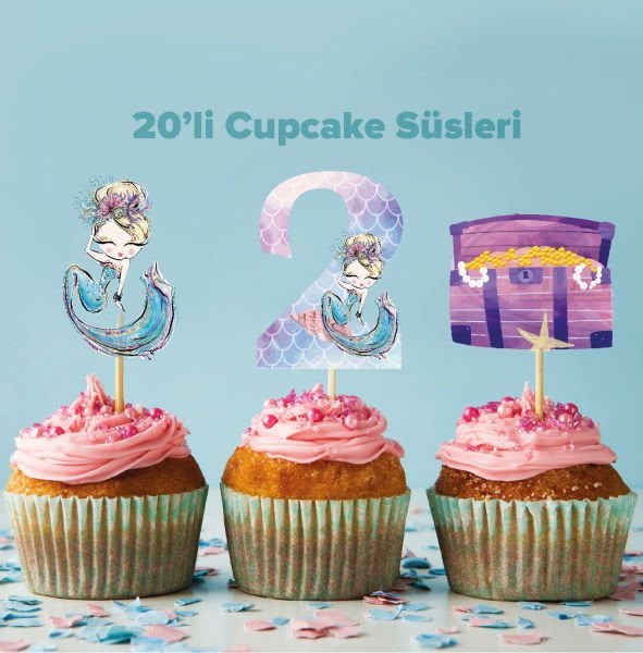 Deniz Kızı Konseptli Cupcake Süsü