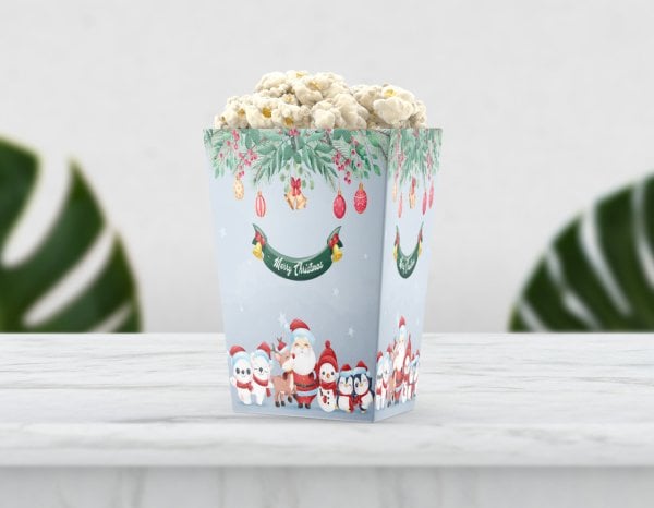 Noel baba Kış Temalı Pop Corn Etiketi
