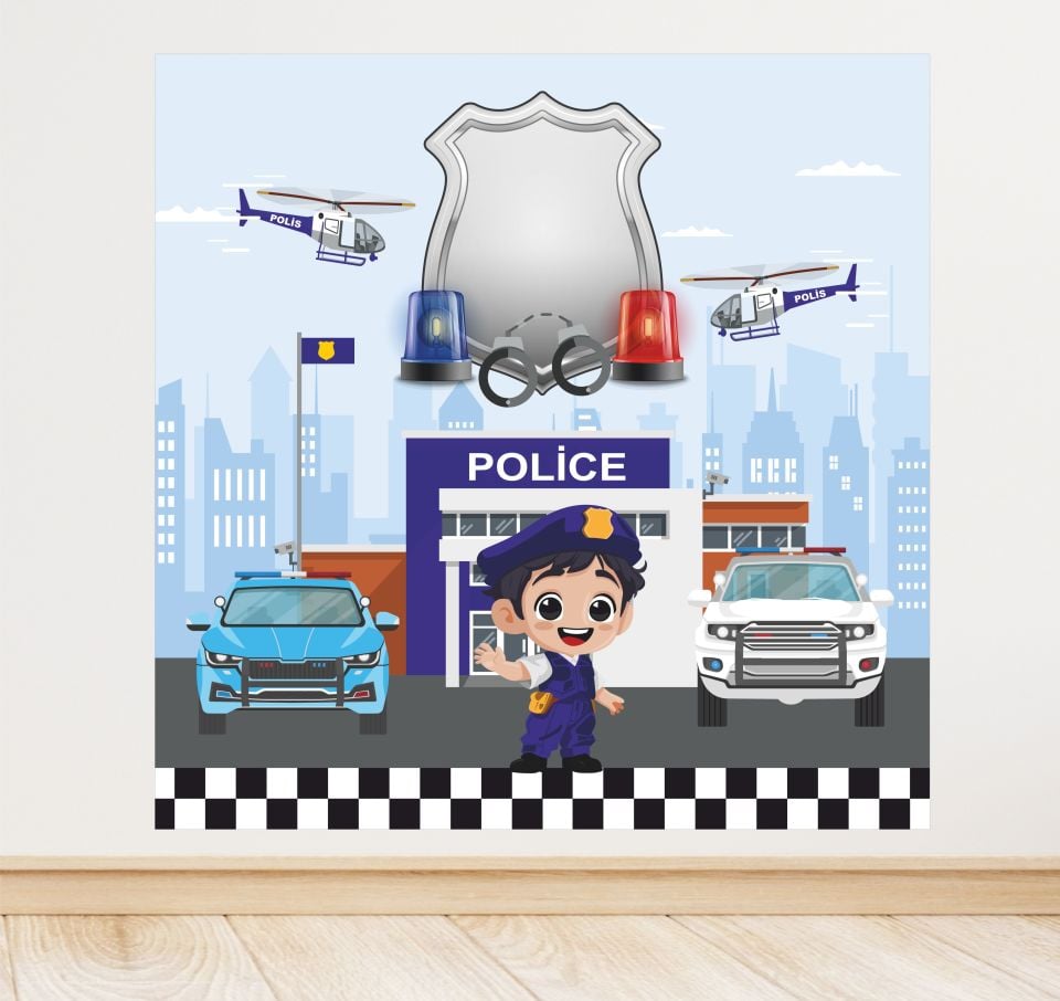 Polis Temalı Doğum Günü Afiş