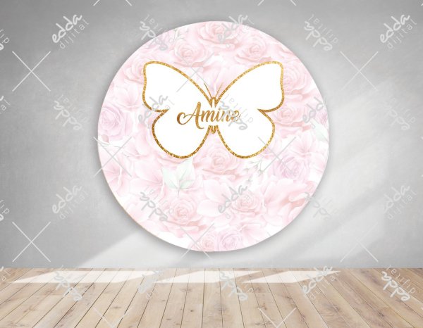 Kelebek ve Gül Temalı Baby Shower Afişi