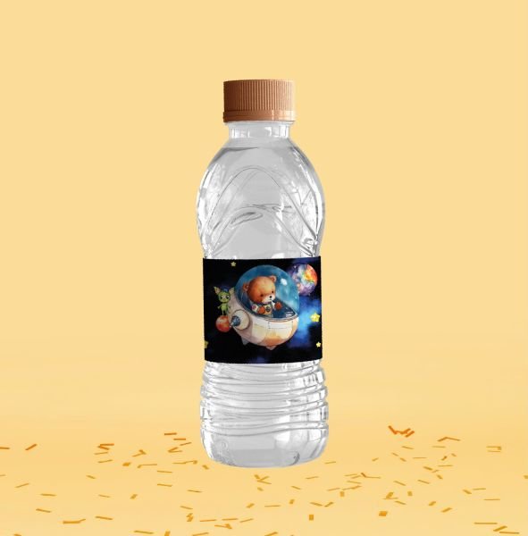 Uzay Temalı Su Şişesi Etiketi