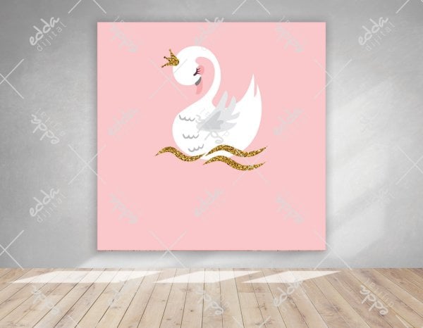 Kuğu Temalı Pembe Doğum Günü Afişi