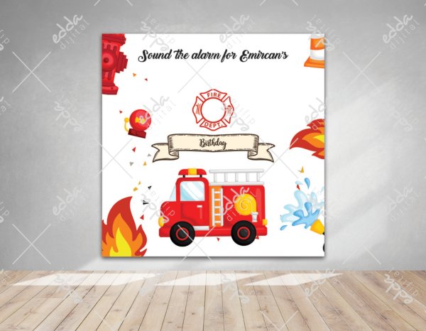 İtfaiye Arabası Temalı Doğum Günü Afişi