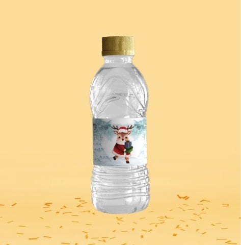 Yılbaşı Temalı Su Şişesi Etiketi