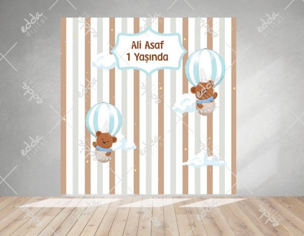 Balon ve Ayıcıklı Doğum Günü Afişi