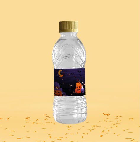 Halloween Temalı Su Şişesi Etiketi