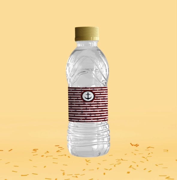 Çapa Temalı Su Şişesi Etiketi