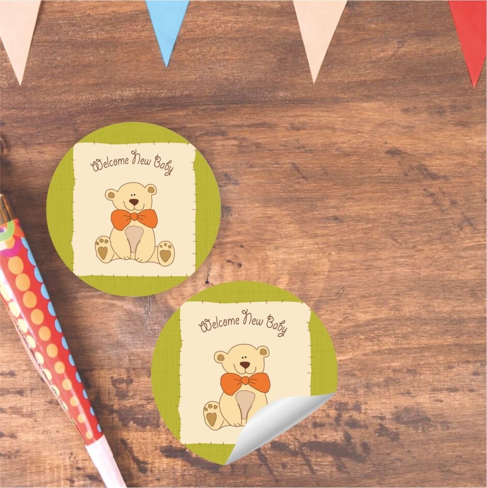 Baby Shower Temalı Yuvarlak Etiket
