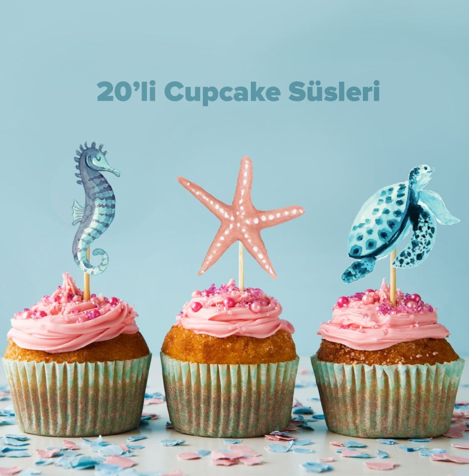 Denizaltı Konseptli Cupcake Süsü