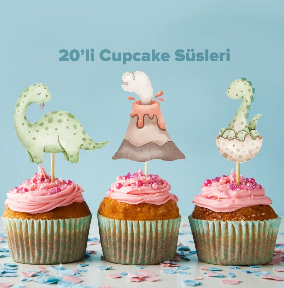 Dinozor Konseptli Cupcake Süsü