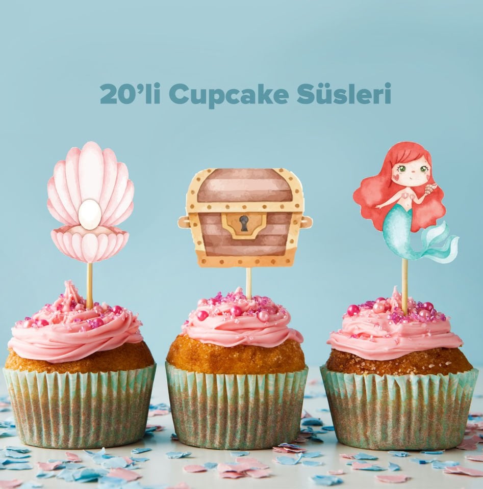 Deniz Kızı Konseptli Cupcake Süsü