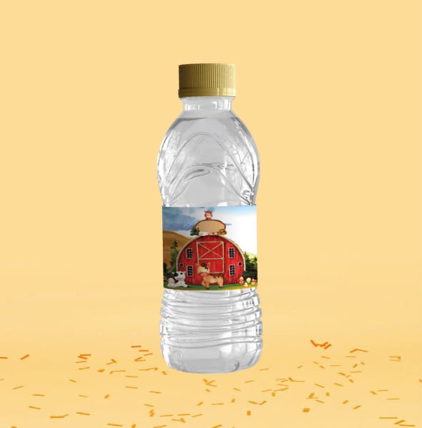 Farm Temalı Su Şişesi Etiketi