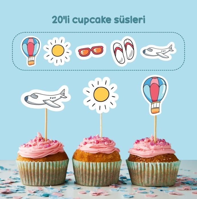 Yaz Konseptli Cupcake Süsü