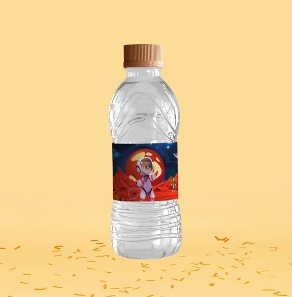 Uzay Temalı Su Şişesi Etiketi