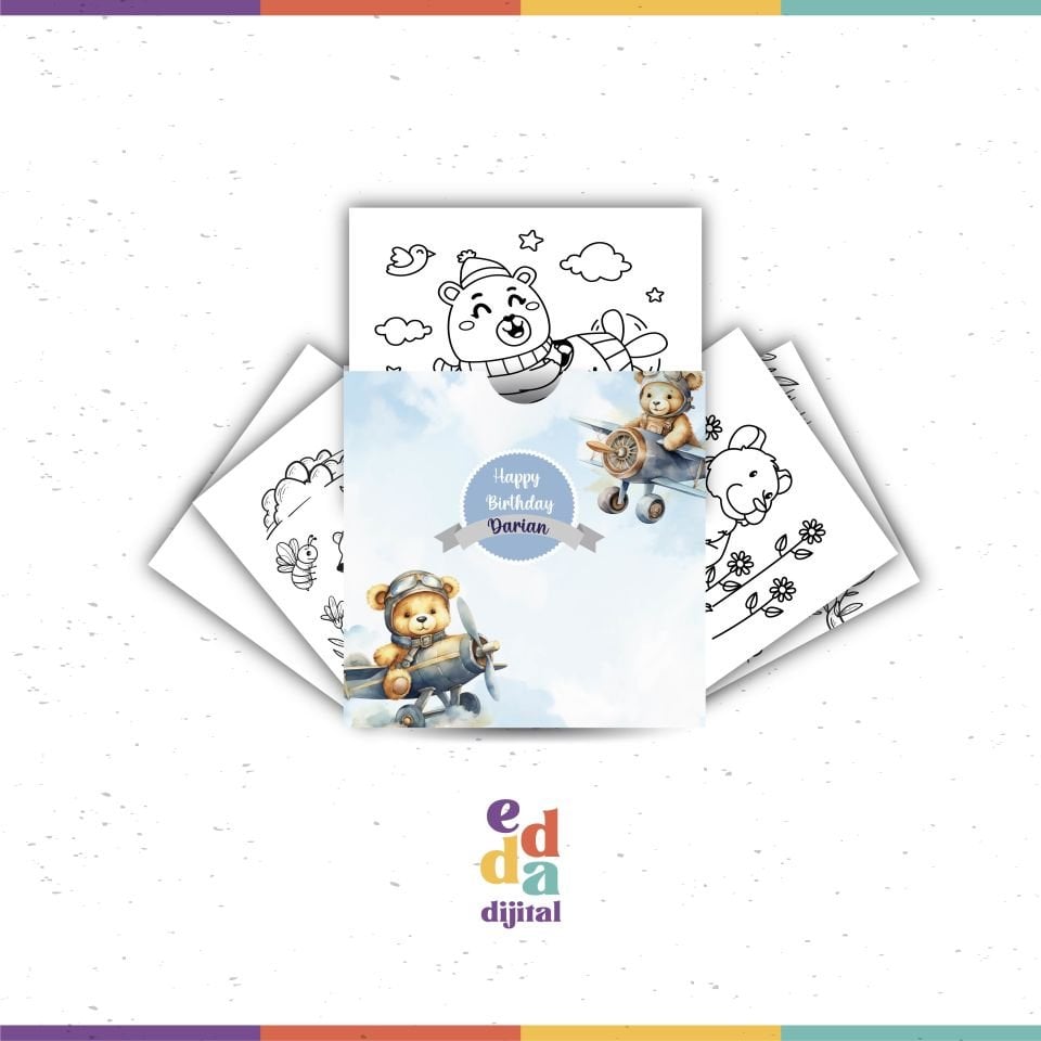 Ayıcık Temalı Boyama Kartları
