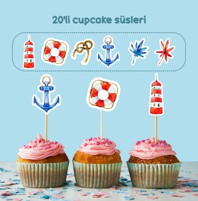 Deniz Konseptli Cupcake Süsü
