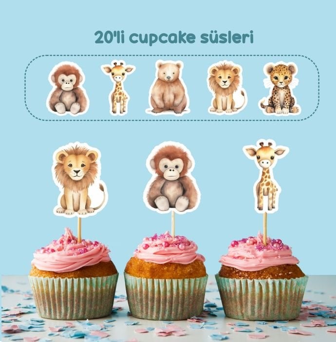 Safari Konseptli Cupcake Süsü