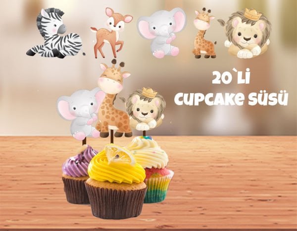 Safari Temalı Cupcake Süsü