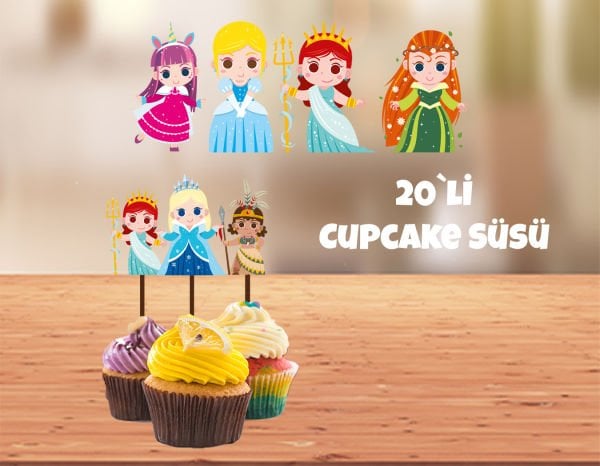 Prenses Temalı Cupcake Süsü