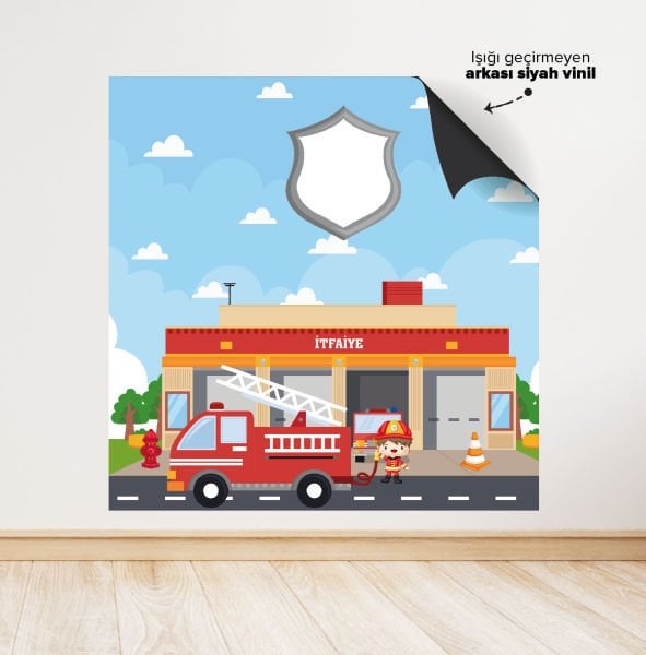 İtfaiye Arabası Temalı Doğum Günü Afişi