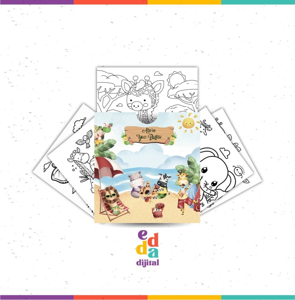Safari Temalı Boyama Kartları