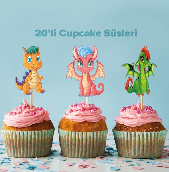 Dinozor Konseptli Cupcake Süsü