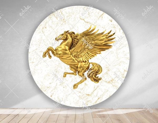 Gold Renkli At Temalı  Afiş