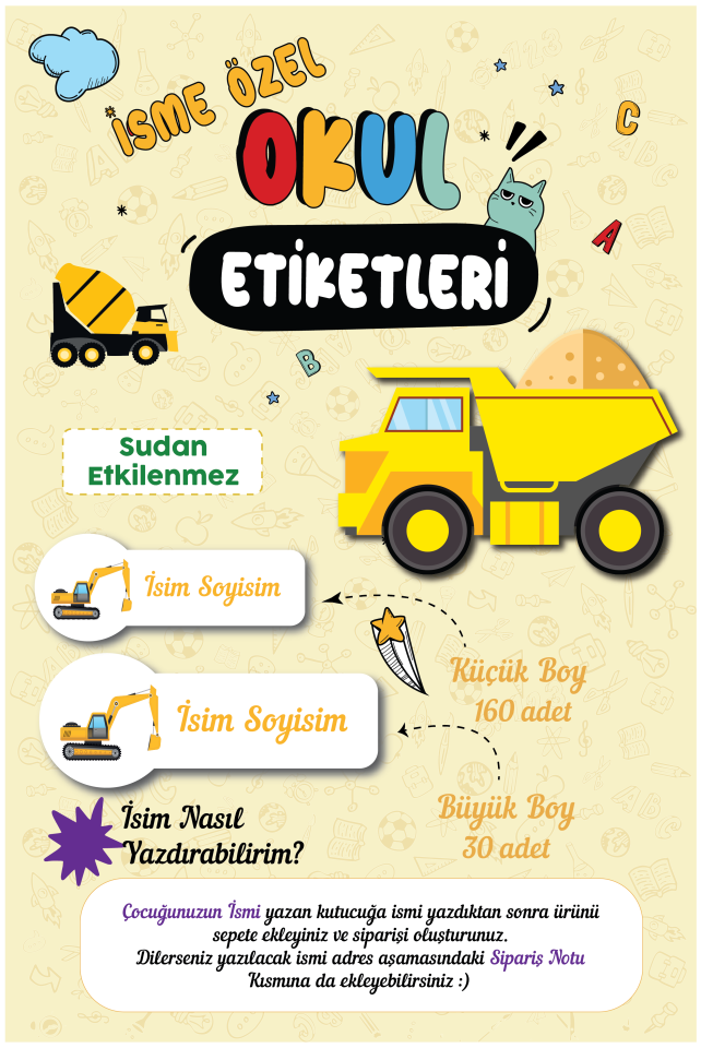 İnşaat Temalı Okul Etiketleri