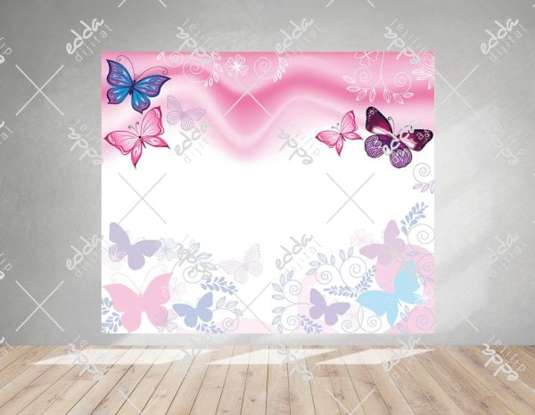 Kelebek Temalı Baby Shower Afişi
