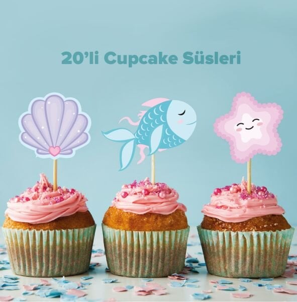 Pembe Denizaltı konseptli cupcake süsü