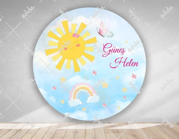 Güneş Temalı Yuvarlak Doğum Günü  Afişi