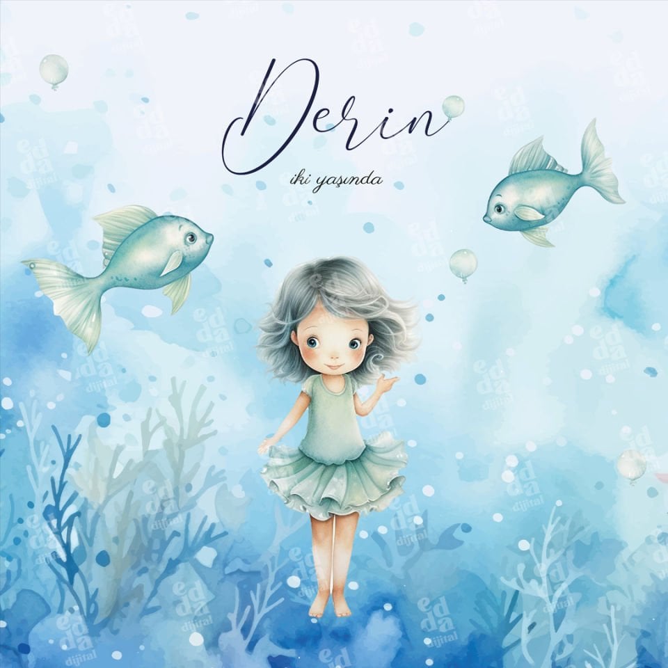 Deniz Temalı Doğum Günü Afişi