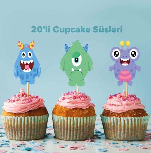 Monster Konseptli Cupcake Süsü