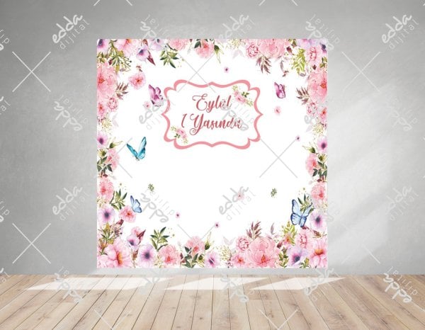 Kelebek Temalı Pembe Baby Shower Afişi