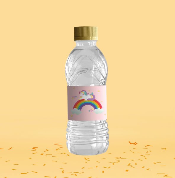 Unicorn Temalı Su Şişesi Etiketi